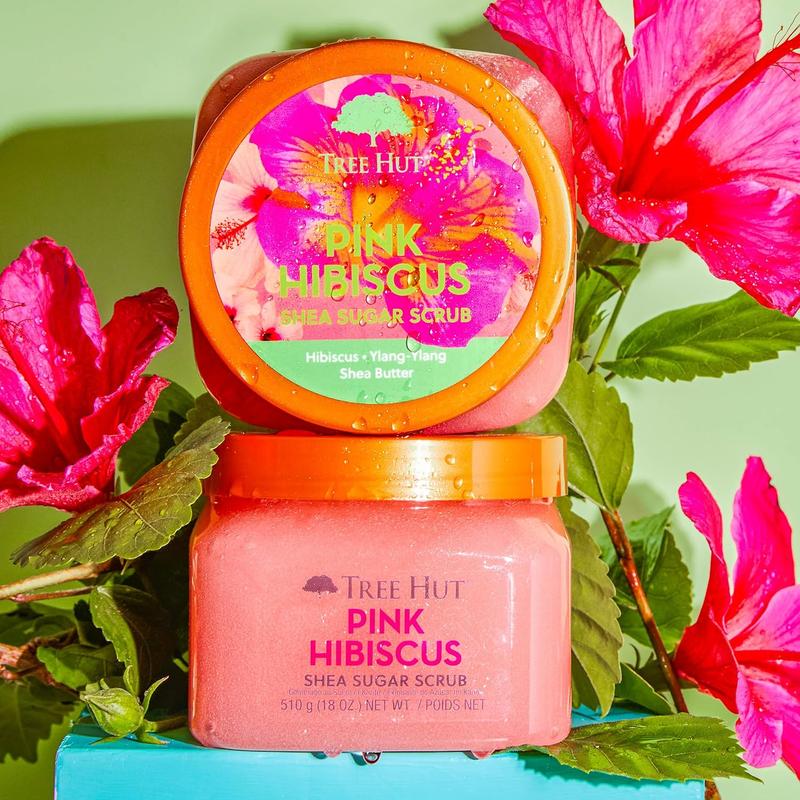 Tree Hut Pink Hibiscus Shea Sugar Scrub, 18 oz, Ultra Hydrating and Exfoliating Scrub for Nourishing Essential Body Care