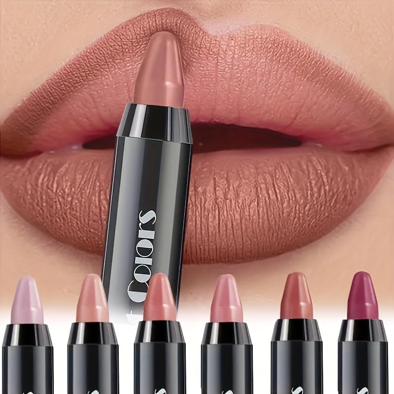 6PCS Crayon Matte Longwear Lipstick Pack Set, Moisture Smooth Color Stick Ultimate Lip Crayon For Makeup Collection - Waterproof Velvet Lipgloss Lip Stain for Halloween