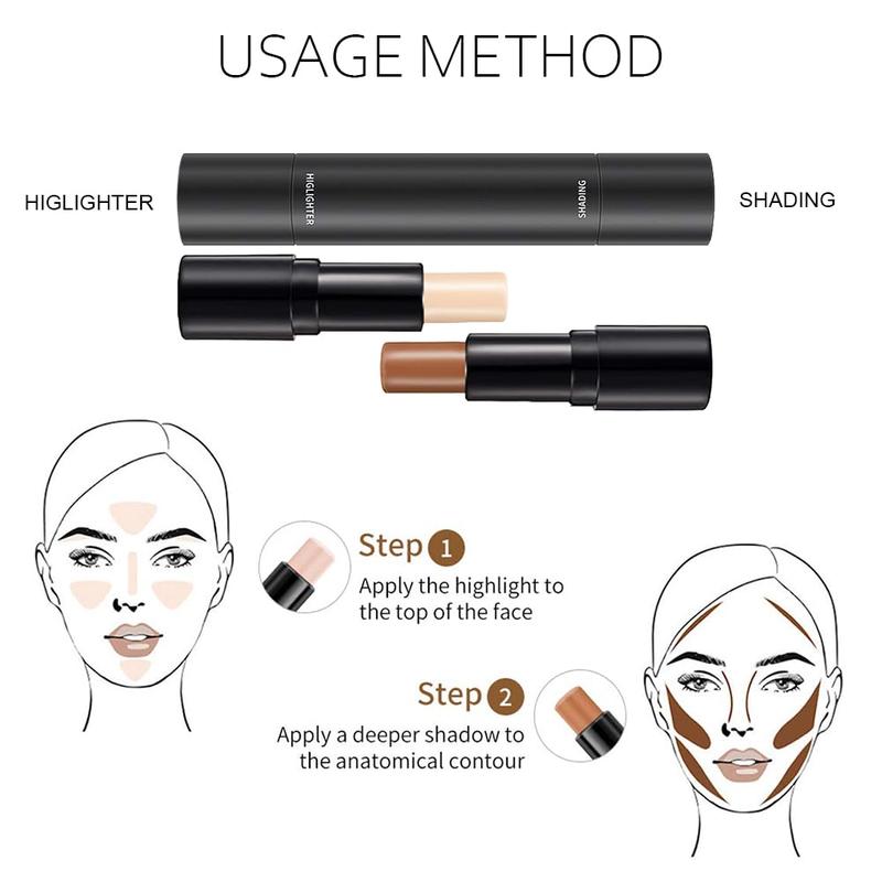 4 Colors Cream Contour Sticks Makeup Kit for Beginners - Highlighter and Concealer Blur Stick