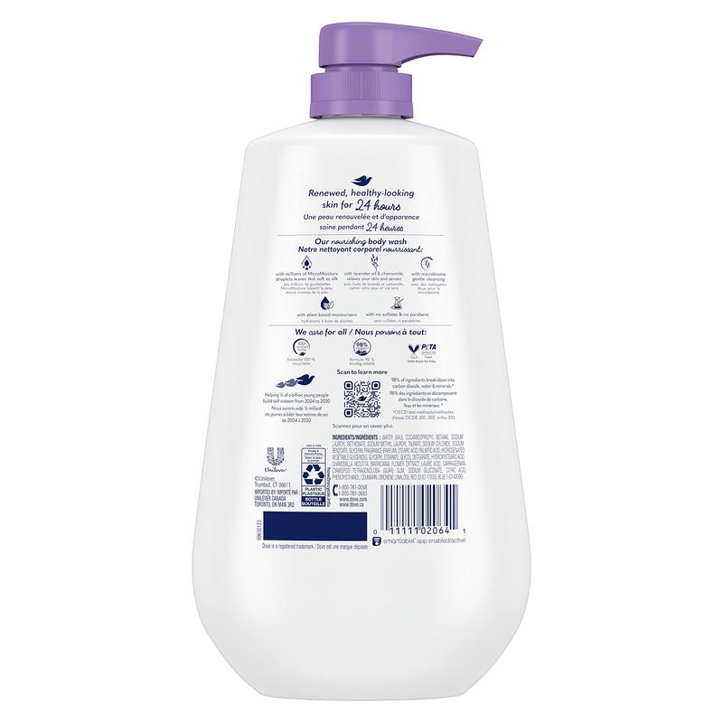 Body Wash with Pump Relaxing Lavender Oil & Chamomile 3 Count for Renewed, Healthy-Looking Skin Gentle Skin Cleanser with 24hr Renewing MicroMoisture 30.6 oz