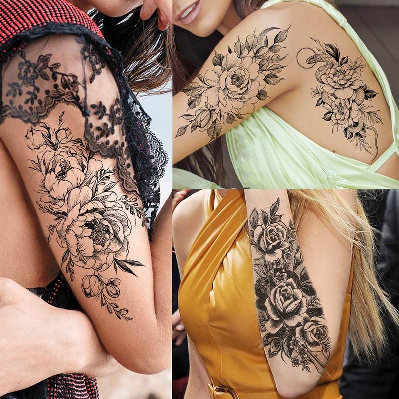 Realistic Fake Tattoos Sticker, 63pcs Long Lasting Body Art Temporary Tattoo Sticker, Fake Tattoo Paste, Body Art Tattoo Sticker, Fake Tattoos for Men Women, Christmas Gift