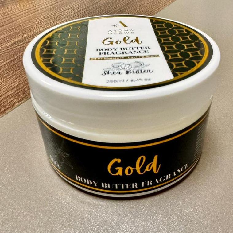 GOLD Body Butter Fragrance (TWO PACK) 250ml 8.45 oz Fragrance Cream by Aroma Concepts Shea Butter Infused AROMA GLOWS Scented