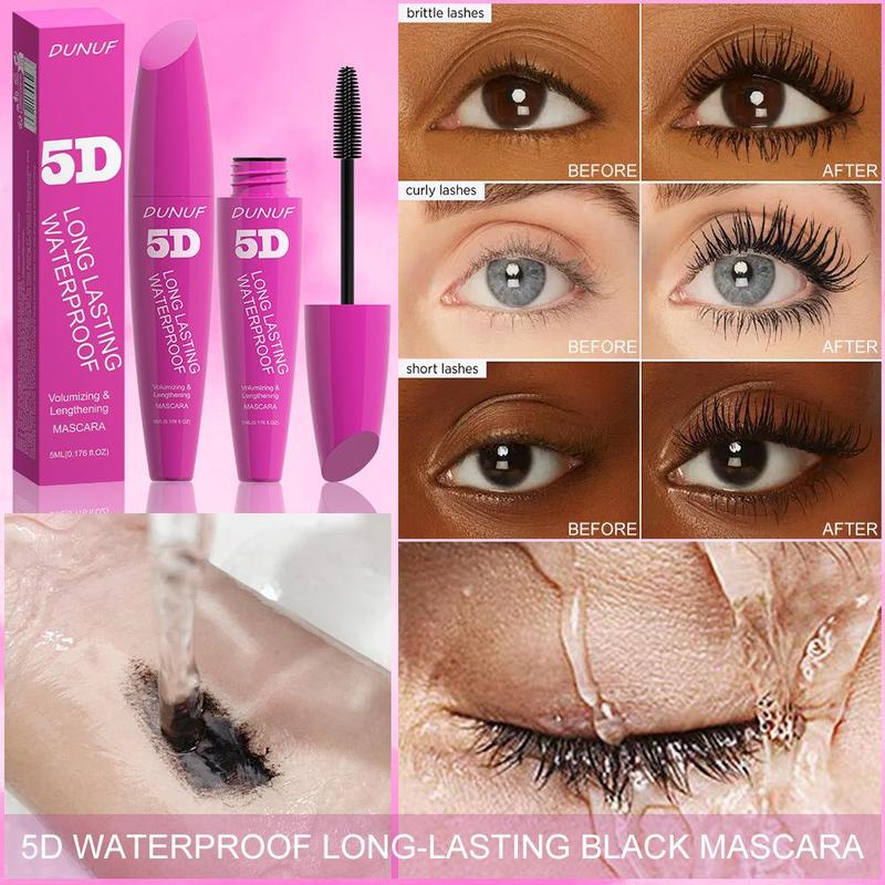 Waterproof Long Lasting Mascara, 1 Count Natural Curl Eyelashes Mascara, Eyelashes Lengthening Volumizing Defining, Professional Eye Makeup Products