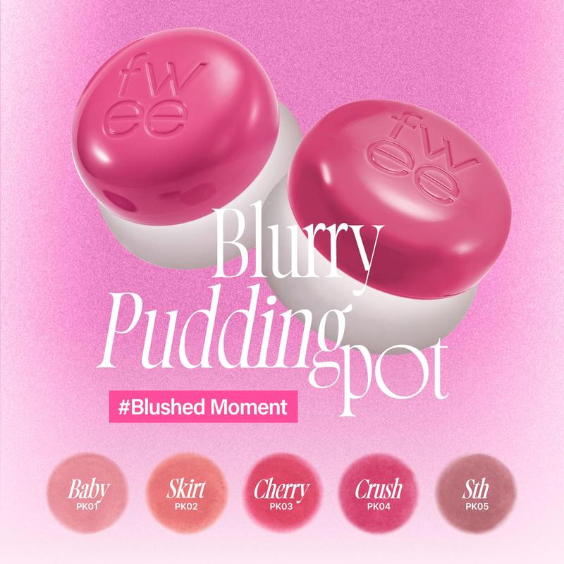 [Fwee] Lip&Cheek Blurry Pudding Pot 5g All In One Makeup Blush Light-weight Multi-Use Matte Finish Blend Powder Smooth Hydrating Cosmetic