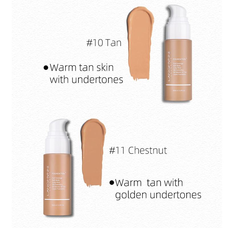 LANGMANNI Waterproof Matte Liquid Foundation, 1 Count Oil Control Concealer Foundation Cream, Moisturizing Full Coverage Flawless Makeup Cream for Women