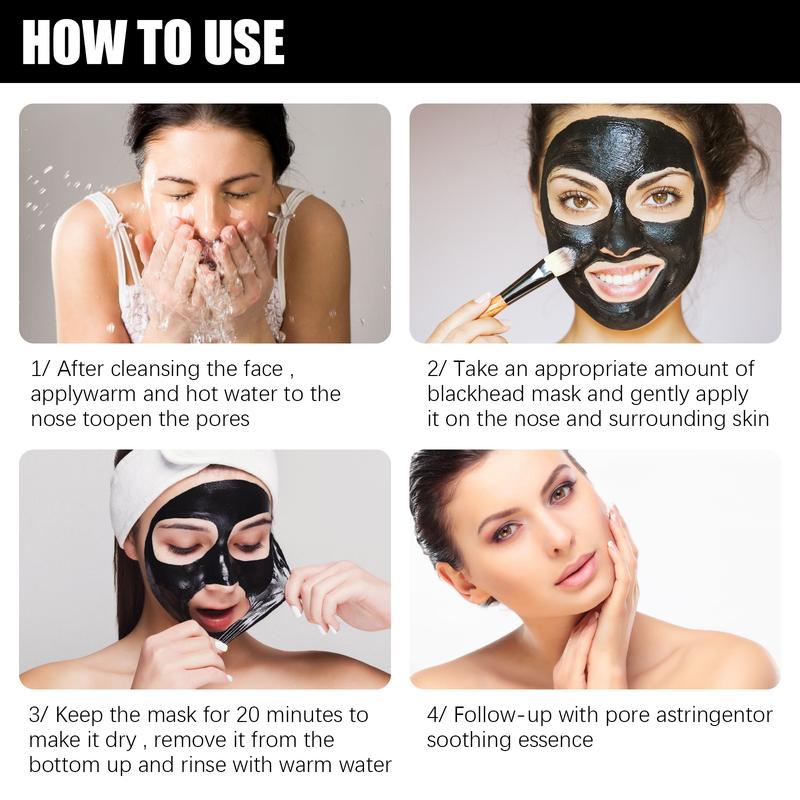 Black Tear Mask, Natural Power, Deep Cleansing, Skin Cleansing, Nose Cleansing, Hydrating and Moisturizing, Facial Treatment, Bamboo Charcoal Mask