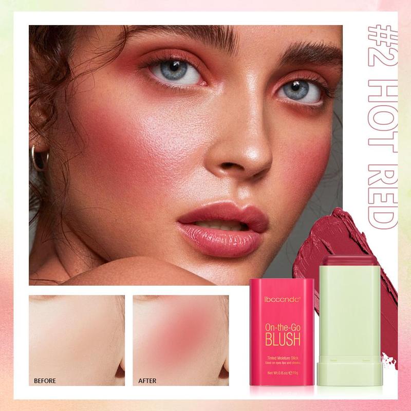 Long Lasting Blush Stick, Multifunctional Blush for Cheeks, Lips, Eyes, Smudge-proof Waterproof Blusher, Natural Look Blush for Daily Makeup, Lightweight Blush, Soft Color Shadow Blush Cream for Girls & Women, Cosmetic Supplies