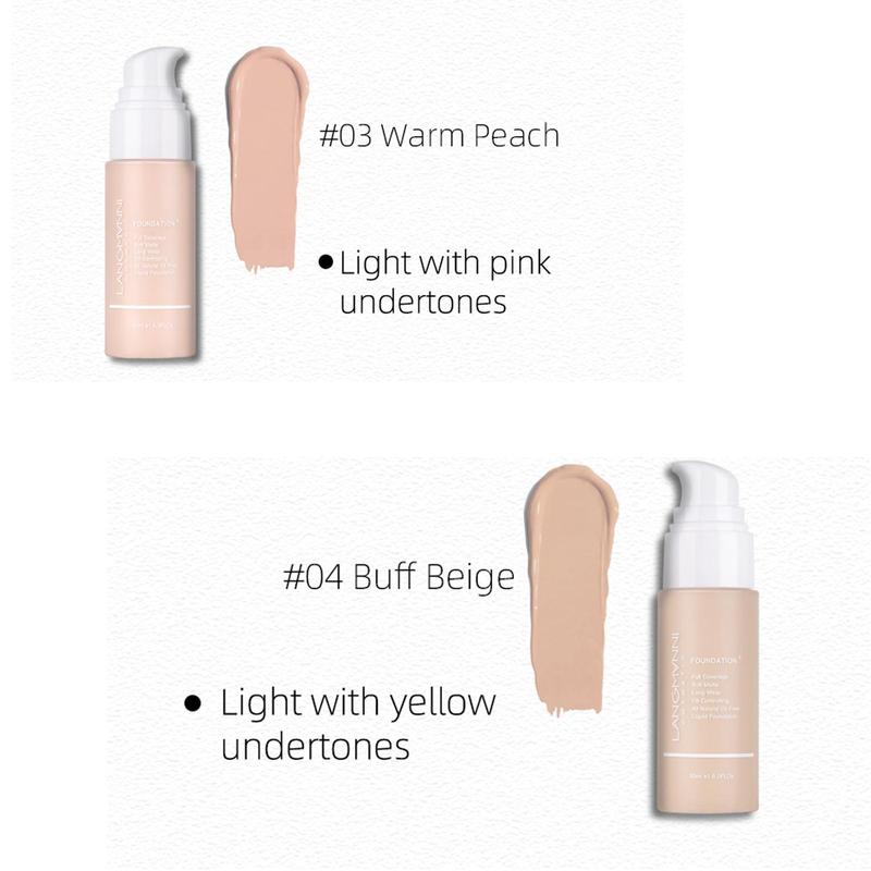 LANGMANNI Waterproof Matte Liquid Foundation, 1 Count Oil Control Concealer Foundation Cream, Moisturizing Full Coverage Flawless Makeup Cream for Women