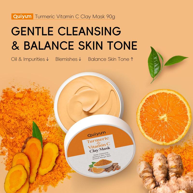 Turmeric Vitamin C Mud Mask, 3 Counts set Moisturizing & Nourishing Face Clay Mask, Deep Cleansing Facial Mask, Facial Skin Care Product for Women & Men