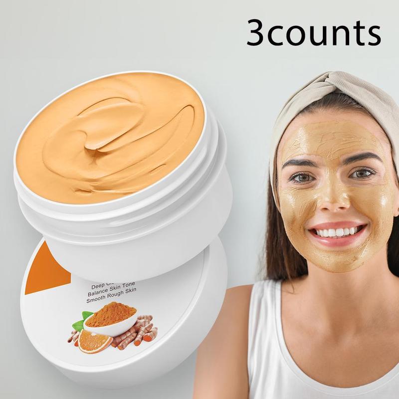 Turmeric Vitamin C Mud Mask, 3 Counts set Moisturizing & Nourishing Face Clay Mask, Deep Cleansing Facial Mask, Facial Skin Care Product for Women & Men