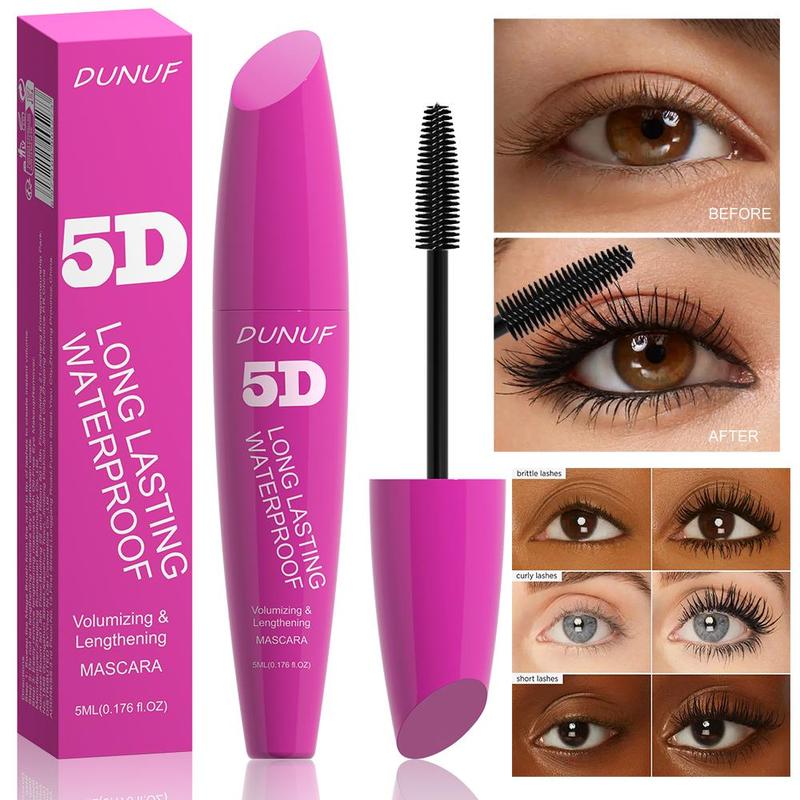 Waterproof Long Lasting Mascara, 1 Count Natural Curl Eyelashes Mascara, Eyelashes Lengthening Volumizing Defining, Professional Eye Makeup Products