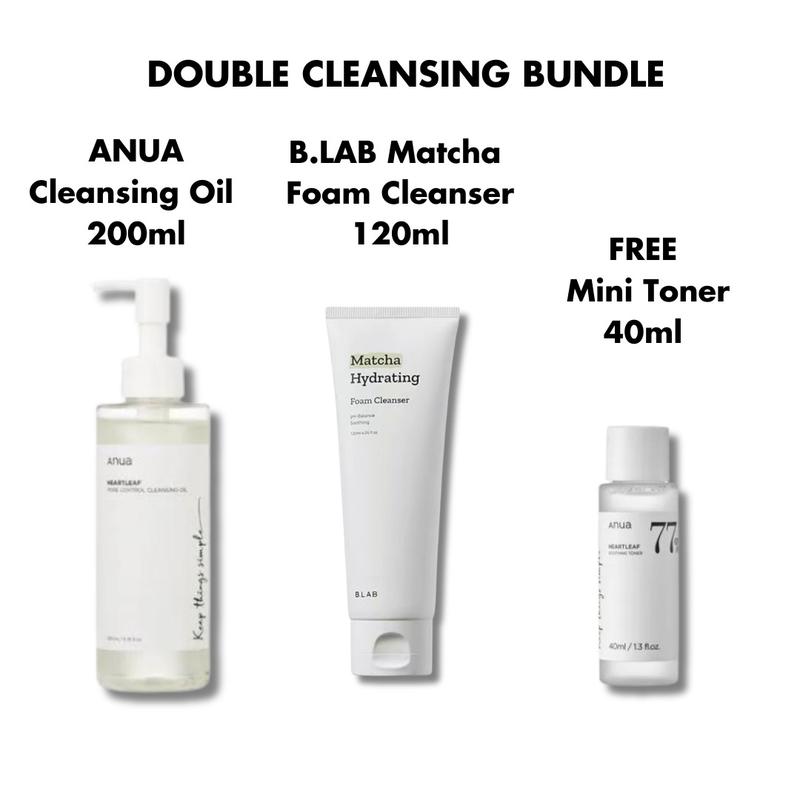 DOUBLE CLEANSING BUNDLE (ANUA CLEANSING OIL + B LAB MATCHA FOAM CLEANSER)