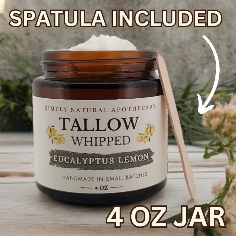 Tallow Face Cream, Natural Whipped Grass-Fed Beef Tallow Skin Moisturizer Balm, Organic Hand Cream, Eucalyptus Lemon Fragrance-Free 24 oz