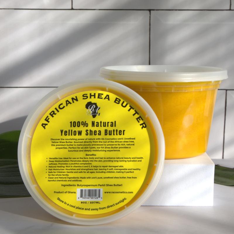 RA Cosmetic's 100% Natural Unrefined Yellow Shea Butter – Pure African Luxury for Skin & Hair - Sourced from Ghana