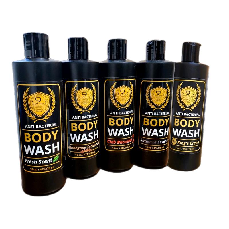 Men's Body Wash by 9th Wonder Premium Products - Antibacterial Body Care with Aloe Vera, Argan Oil & Coconut Blend Clear Cleanser