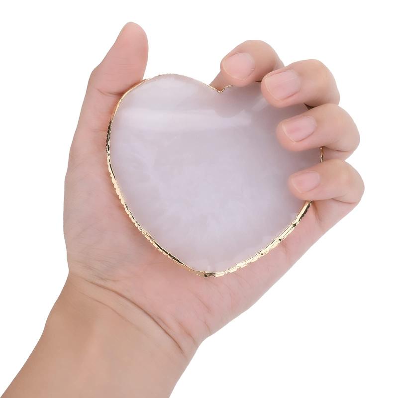 Resin Nail Art Palette Nail Mixing Palette Polish Color Mixing Plate Golden Edge Nail Holder Display Board Heart Shape Cosmetic Mixing Tools ， Summer Gifts