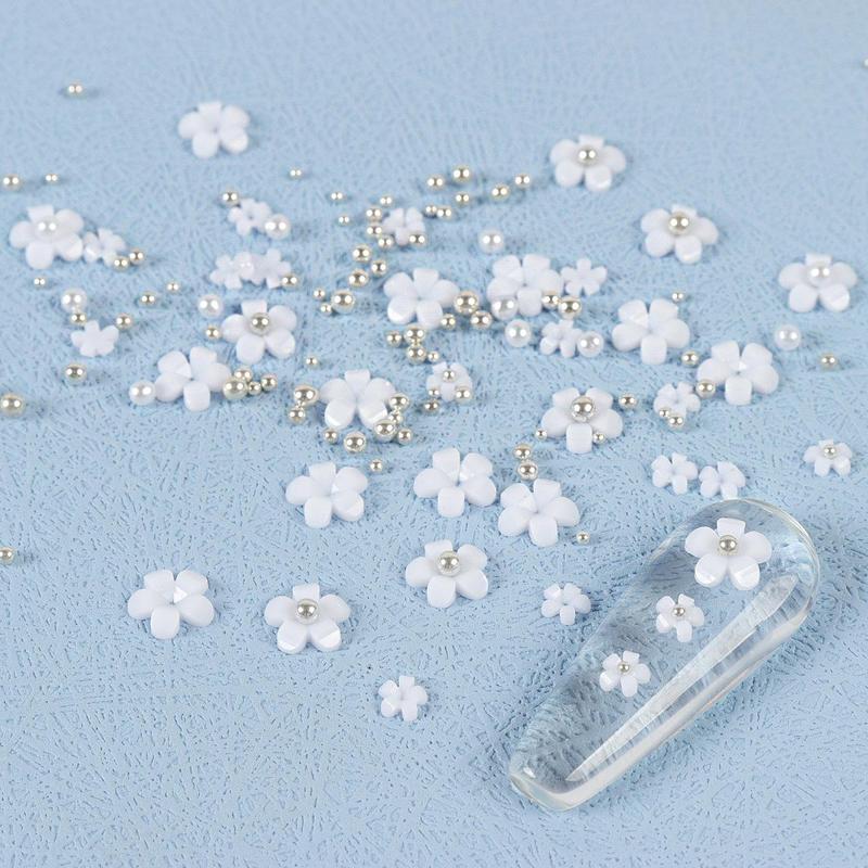 Mini Floral & Artificial Pearl Design Nail Art Decoration, Resin Decoration For DIY Nail Art Pendant Craft, DIY Materials For Nail Art Decoration