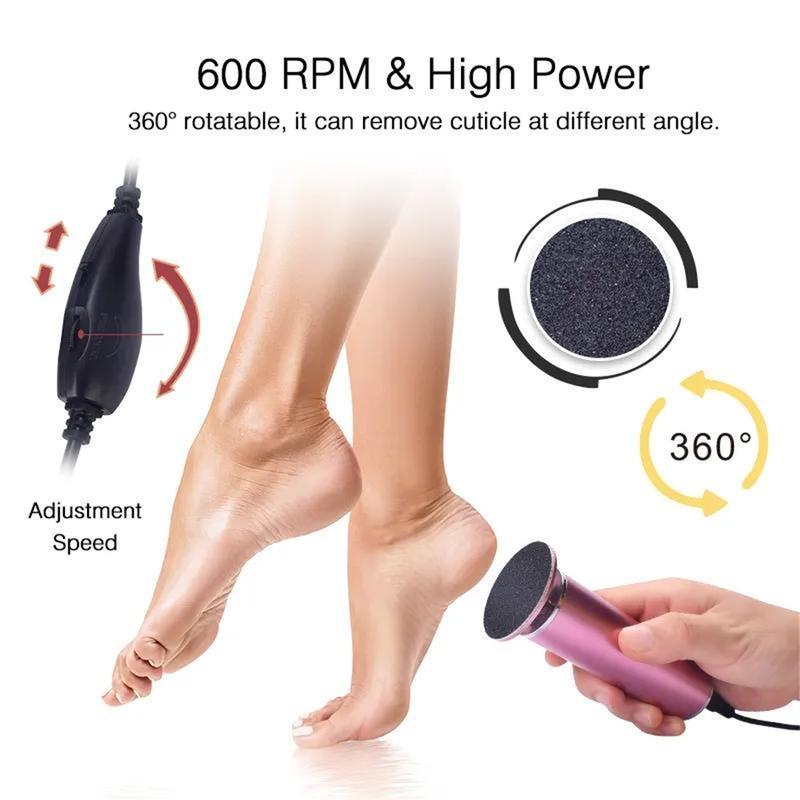 Electric Callus Remover, Ravifun Foot File Grinder Tool with Speed Controller and 60pcs Replacement Sandpaper Disk for Men Women Dead Dry Crack Skin Calluses Manicure Nail Nail Care Plug Nail Art Cutics