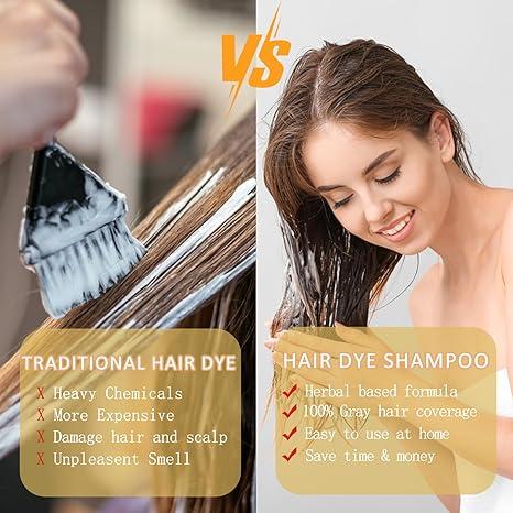 3-in-1 Golden Brown Hair Dye Shampoo for Men & Women – Achieve Natural Brown Hair with 100% Gray Coverage in Just 10-15 Minutes – 16.9 Fl Oz hair dye shampoo