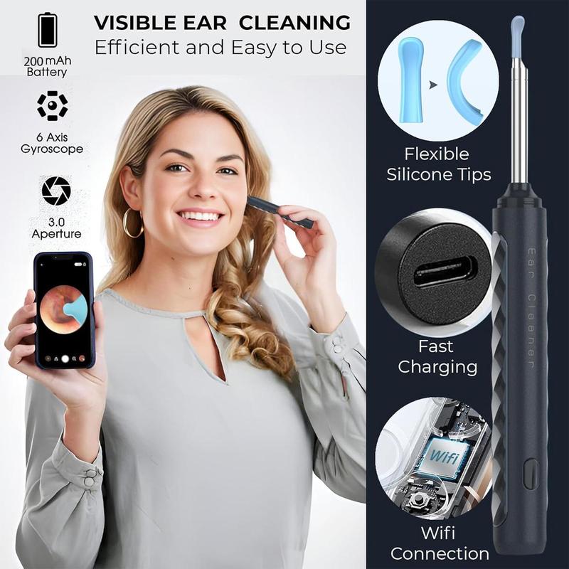 Ear Wax Removal, Wireless WiFi Rechargeable Ear Cleaner, Otoscope with Light and Accessories Set, Smart Visual Android iPhone, Gifts for Festival