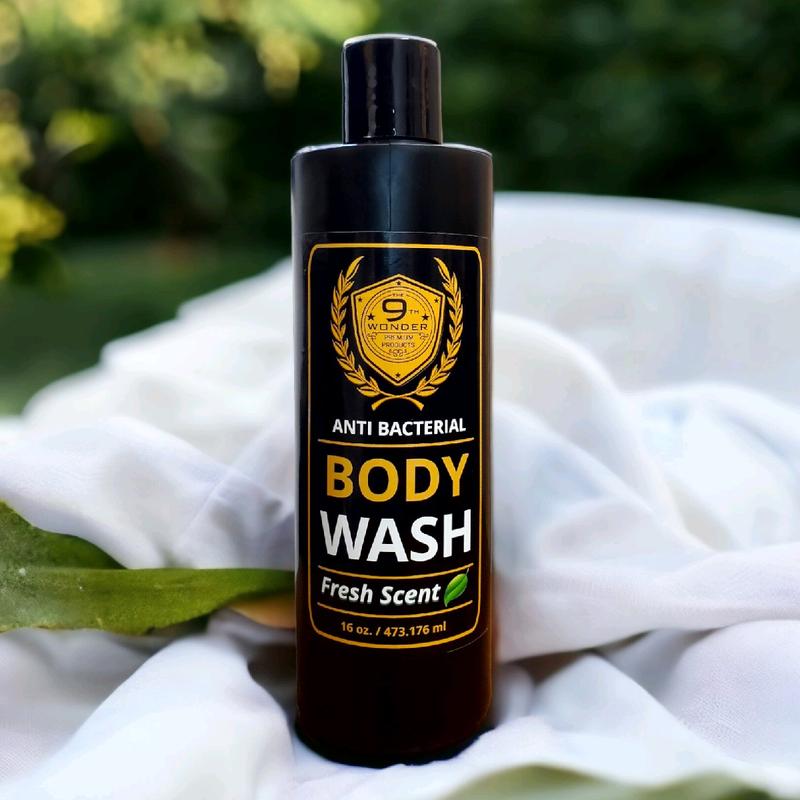 Men's Body Wash by 9th Wonder Premium Products - Antibacterial Body Care with Aloe Vera, Argan Oil & Coconut Blend Clear Cleanser