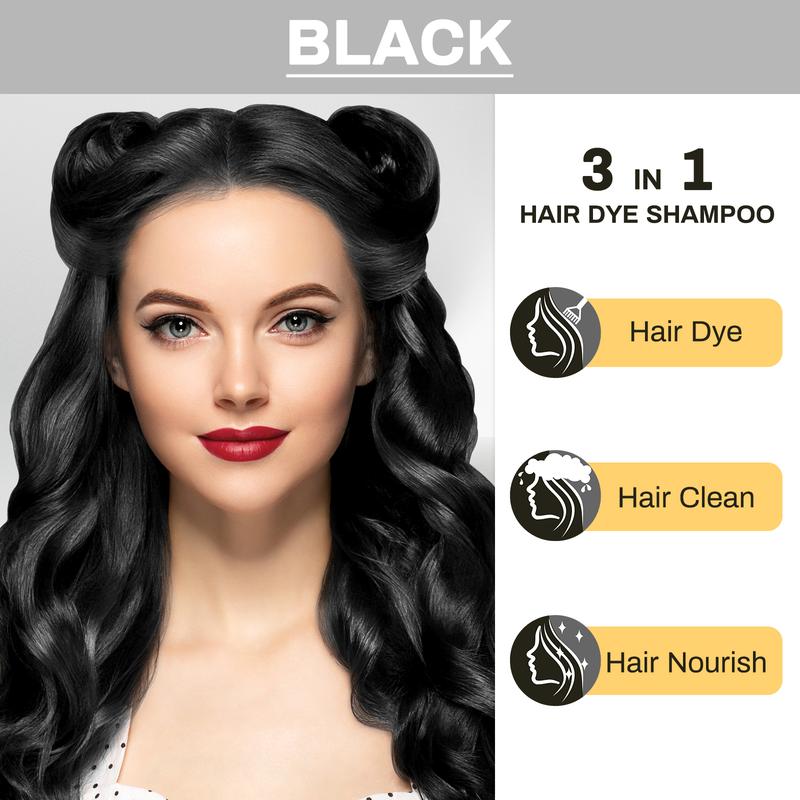 KAISASA Black Hair Dye Shampoo,3 in 1 Herbal Ingredients,Contains Ginseng Extract,Can cover gray hairs,Natural Haircoloring,Plant Haircare