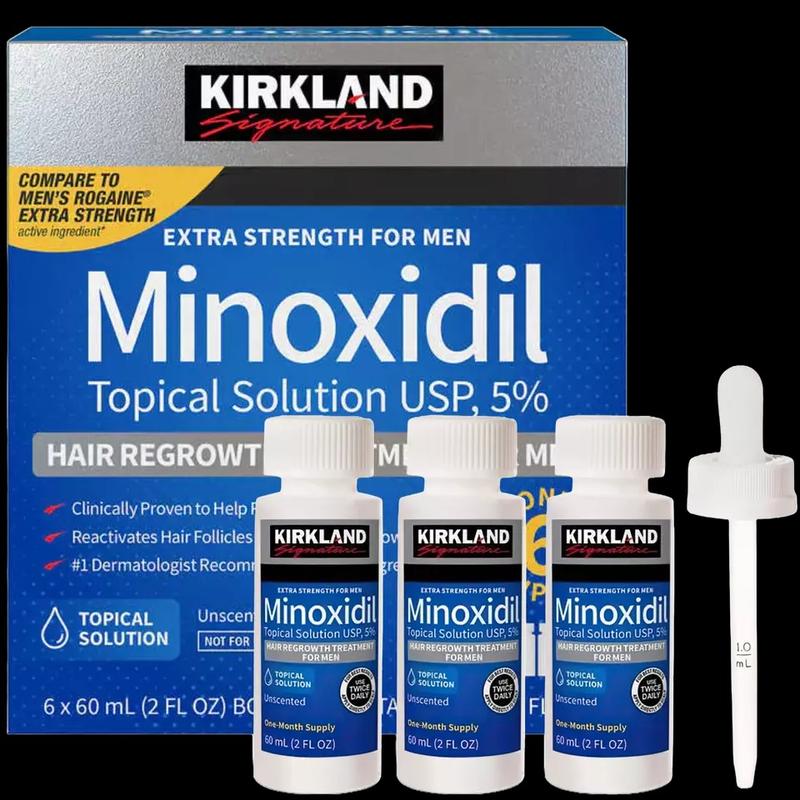 6 MONTH SUPPLY KIRKLAND MINOXIDIL 5% MENS EXTRA STRENGTH HAIR REGROWTH SOLUTION WITH DROPPER Hair Care Unscented Comfort men