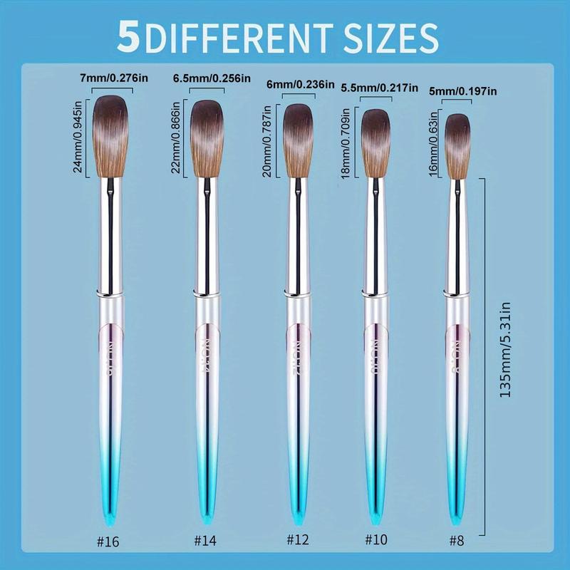 Professional Acrylic Nail Brush Set, 5 Counts Nail Art Brush Set, Easy Extension & Carving for Beginners, Perfect for Salon-Style Nails at Home, Nail Supplies