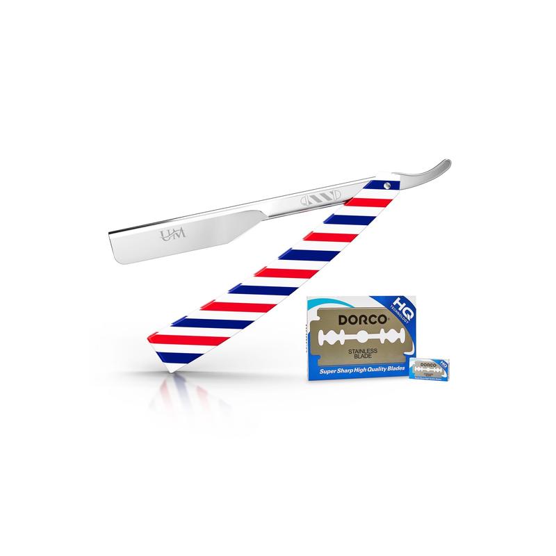 Straight Edge Razor with 10 double Edge Blades