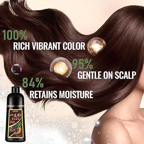 3-in-1 Golden Brown Hair Dye Shampoo for Men & Women – Achieve Natural Brown Hair with 100% Gray Coverage in Just 10-15 Minutes – 16.9 Fl Oz hair dye shampoo