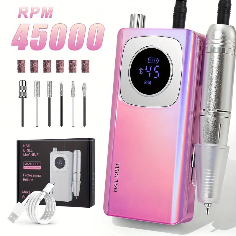 45000RPM Rechargeable Electric Nail Drill Machine With USB Connector Nail Polish Remover Drill Set Manicure Sander Low Noise