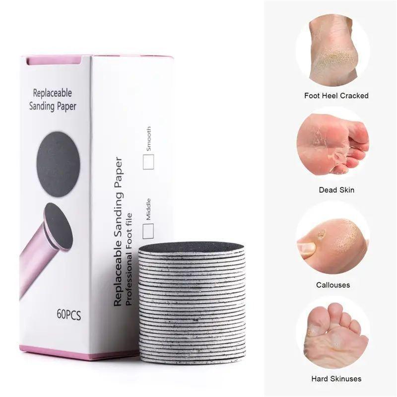 Electric Callus Remover, Ravifun Foot File Grinder Tool with Speed Controller and 60pcs Replacement Sandpaper Disk for Men Women Dead Dry Crack Skin Calluses Manicure Nail Nail Care Plug Nail Art Cutics