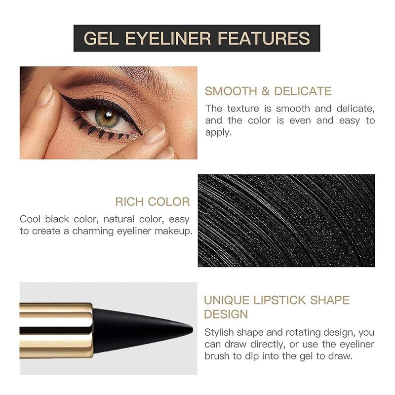 Lightly Gel Eyeliner, 2 Counts set Quick Drying Eyeliner, Easy To Apply for Eye Makeup, Professional Daily Makeup Accessories, The Effect Varies According To Skin Tone, Need To Set Makeup To Prevent Smudge, Christmas Gift