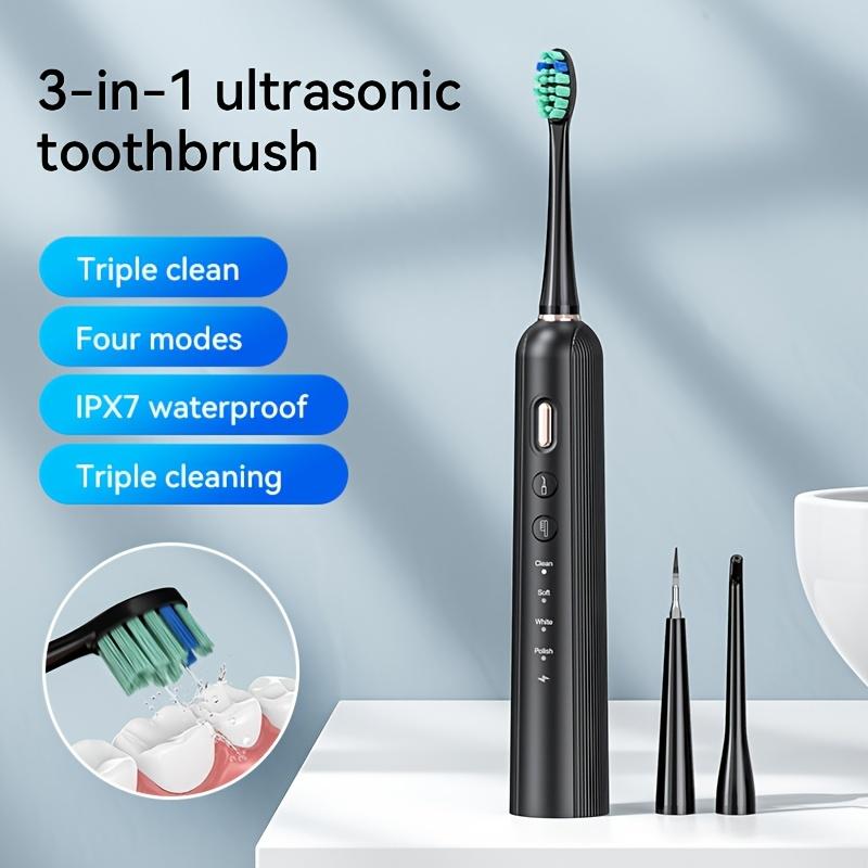 Electric Toothbrush Kit, 3-in-1 Multifunctional Adult Teeth Cleaning Suit, Nylon Bristle, Four Modes, 1000MAh Lithium Battery Rechargeable, Suitable for Travel and Home Use