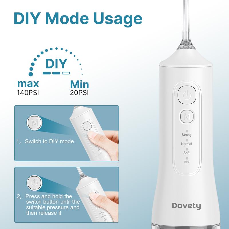 Dovety Water Flosser for Teeth,DIY,6 Tips,300ML Tank,IPX7 Waterproof,Rechargeable Portable Oral Irrigator,Brace Care,For Home Travel,Christmas Gift Thanksgiving Gift