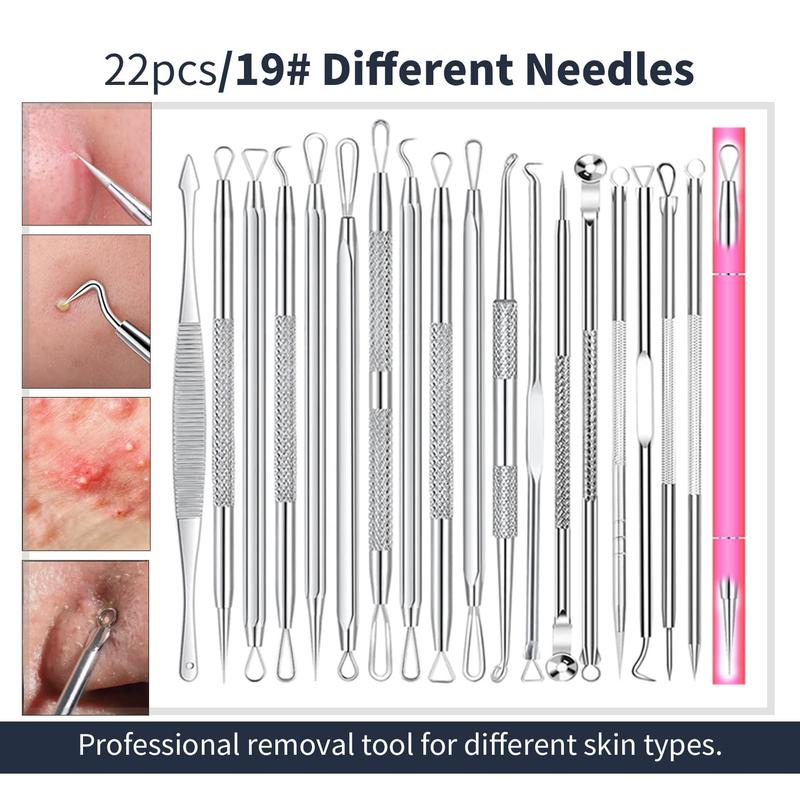 2024 Professional Pimple Popper Tool Kit - 22 PCS Blackhead Remover Tools for Acne and Zit Popping Comedone Extractor with Magnifying Glass