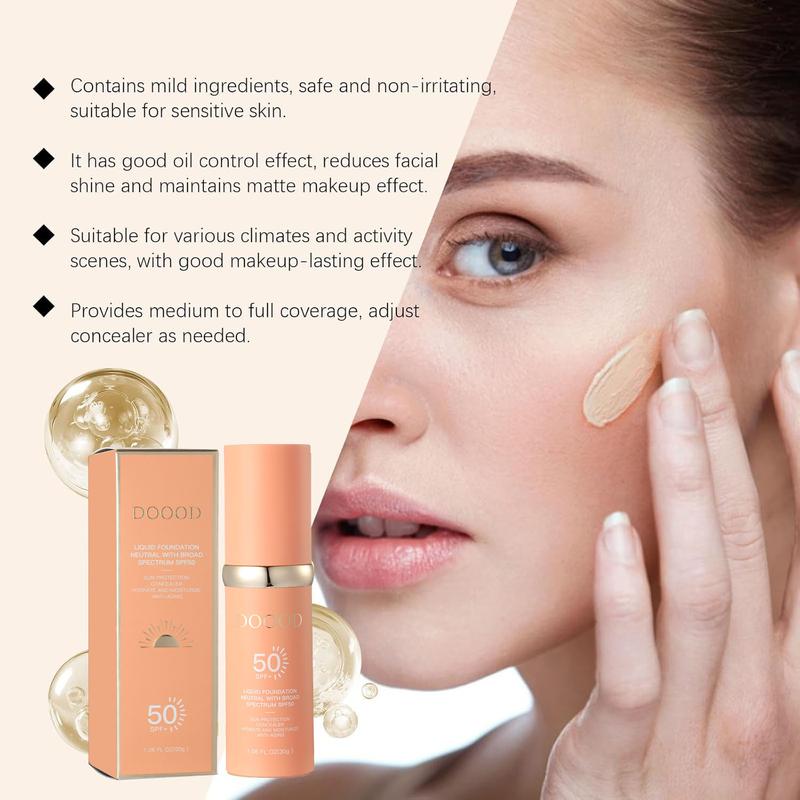 DOOOD 4-in-1 color-changing liquid foundation | Long-lasting and non-fading | Waterproof and moisturizing | Brightens skin tone and exudes youthful radiance Concealer Advanced makeup 30ml