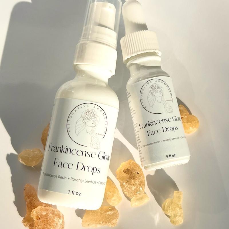 Frankincense Resin Glow Face Drops | Face Oil Serum | Rosehip Seed Oil + Frankincense Resin Infused Oil + Castor Oil | Natural Skincare for a Youthful, Radiant Glow