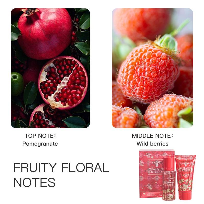 Fruity Floral Notes Perfume Set, 2 Counts set Body Lotion & Body Spray, Moisturizing Body Care Kit, Cosmetic Gift Set for Women