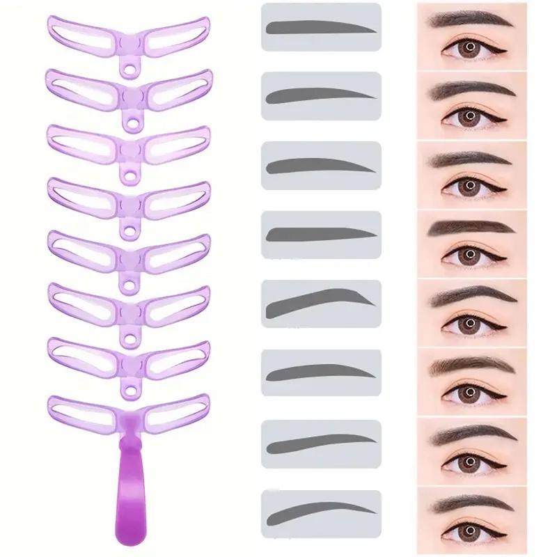 Reusable Eyebrow Stencil Kit with 8 Different Shapes Eyebrow Templates, 1 Set Eyebrow Shaping Stencils, Eyebrow Makeup Aid Tool, Eye Makeup Products, Great for Beginners, Christmas Gift