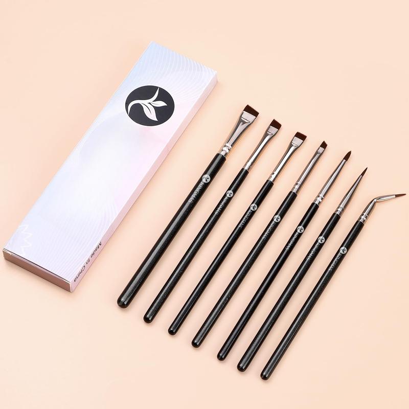 Angled Eyeliner Brush Set, 7 count Gel Eye Liner Makeup Brushes, Ultra Thin Liner Brush, Fine Point Eyeliner Brushes for Women Girls