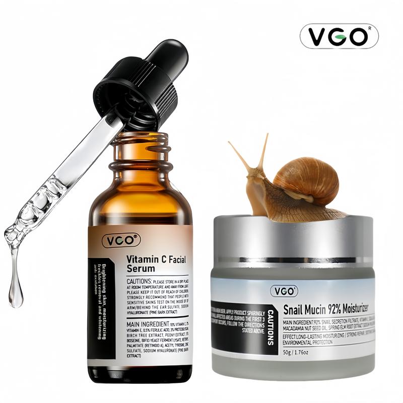 VGO-Essence Face Cream Moisturizing and Repairing Set Skincare Moisturizer-Live Cleanser Facial Daily Snail Mucin 92% Moisturizer Daily Face Gel Cream for Dry & Sensitive Skin, 50g   1.76oz Cleanser Moisture Moisturizing Skincare Serum Acne Hydrating