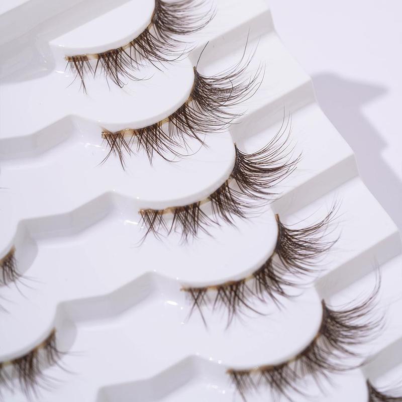 Fluffy False Eyelashes, 7 Pairs Fish Tail Crossed Fake Cluster Lashes with Clear Bands for Lash Extensions, Eyelash Extensions Kit, Natural Curling Eyelash for Women and Girls Eye Makeup Enhancement, Christmas Gift, Makeup Products, Lashes Extension Kit