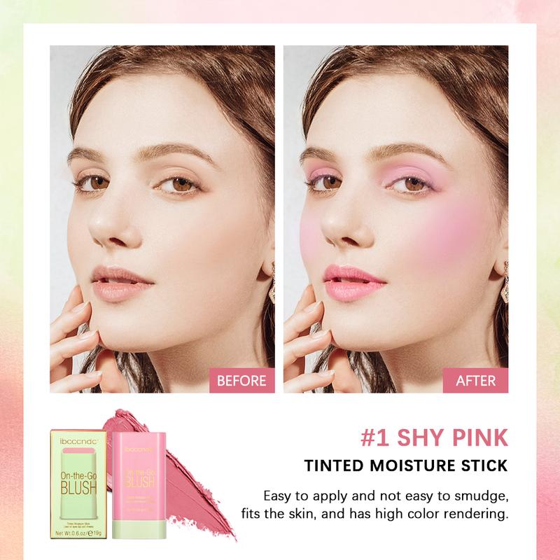 3-color Vitality Smooth Blush Makeup Blush Stick, Cream Blush Stick, Tinted Solid Moisturizer Stick for Cheek & Eyes & Lips, Waterproof Natural Nude Makeup, Suitable for All Skin