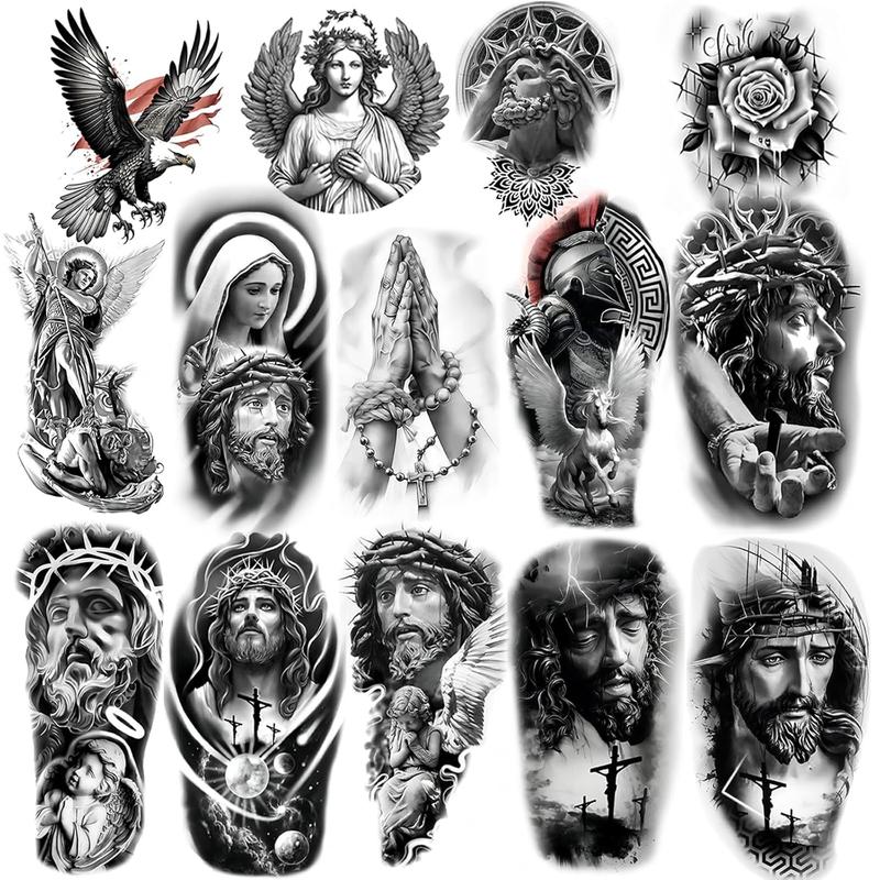 Temporary Religious Tattoos, Angels, Jesus, Mary, Stickers, Jesus Temporary Tattoo, Christ Temporary Tattoo, Angel Temporary Tattoo, arge temporary tattoos for men women