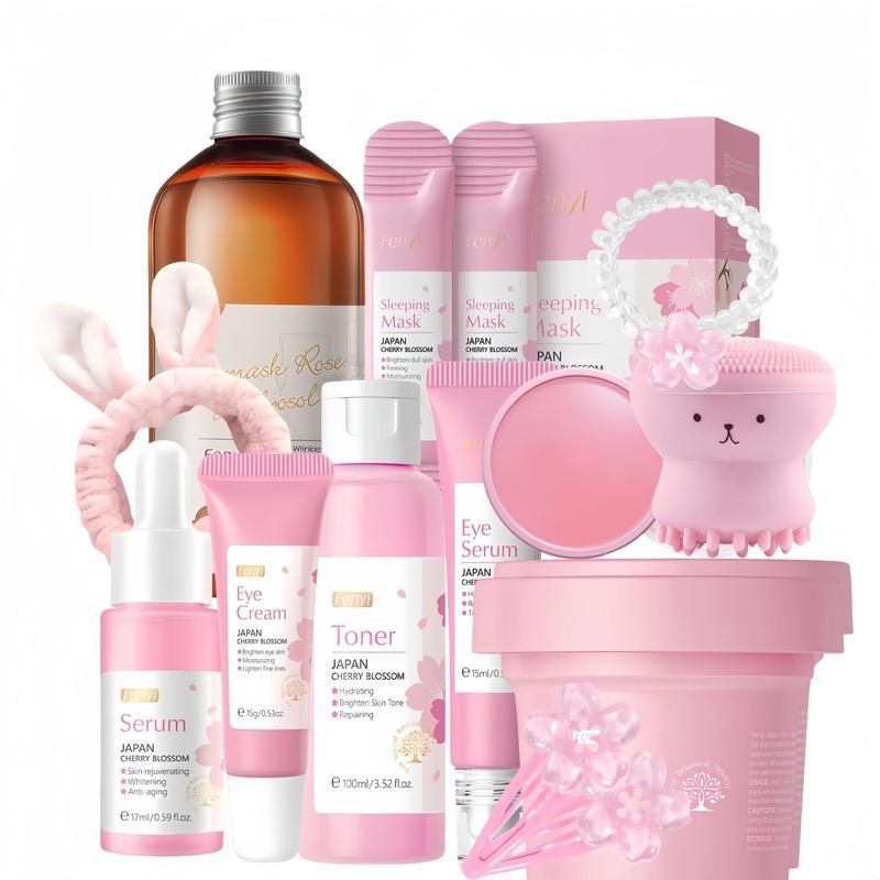 Sakura Skin Care Set, 1 Set Moisturizing Skin Care Kit with Exquisite Gift Bag, Personal Care Products for Home & Travel