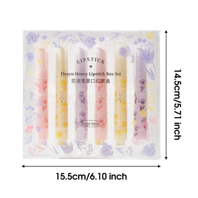 Gege Bear Long-wearing Moisturizing Lipstick for Summer Gift, 6 Counts set Plumping Makeup Lip Gloss, Long-lasting Mirror Lip Gloss for All Occasions Makeup, Daily Lip Gloss, Lip Tint, Skincare Products