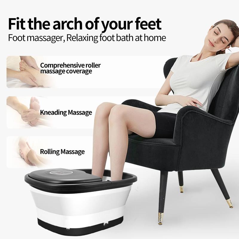 Collapsible Foot Spa Bath with Heat, 16 Massage Roller Comfort Pedicure Foot Spa Tub Foot Soaker Massager for Tired Feet, Remote Control