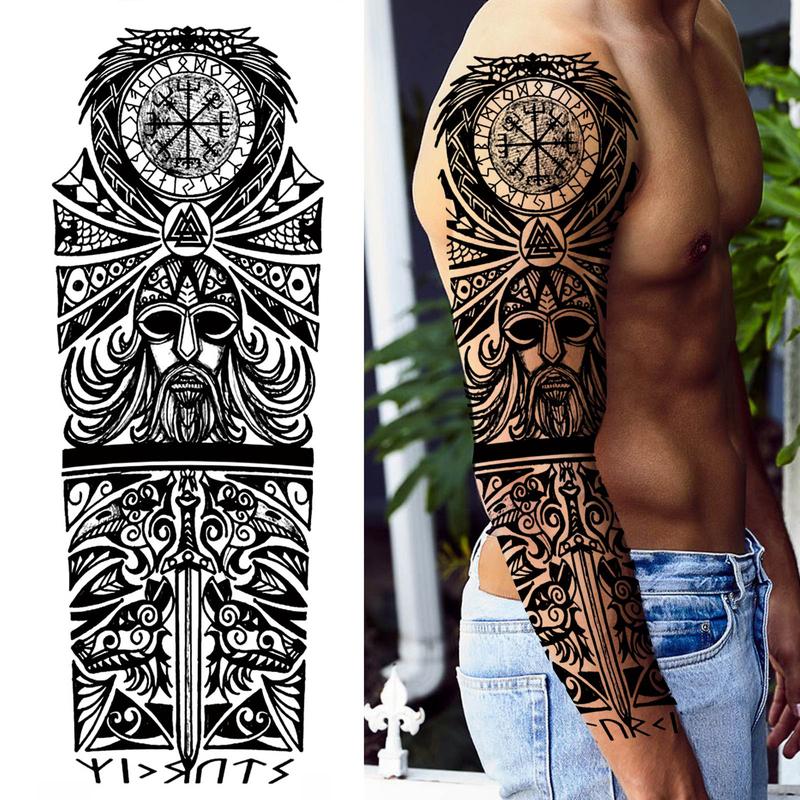 Gladiator Warrior Pattern Temporary Tattoo Stickers, 1 Sheet Waterproof Long Lasting Realistic Full Arm Tattoo Sticker, Body Art Decoration for Men & Women