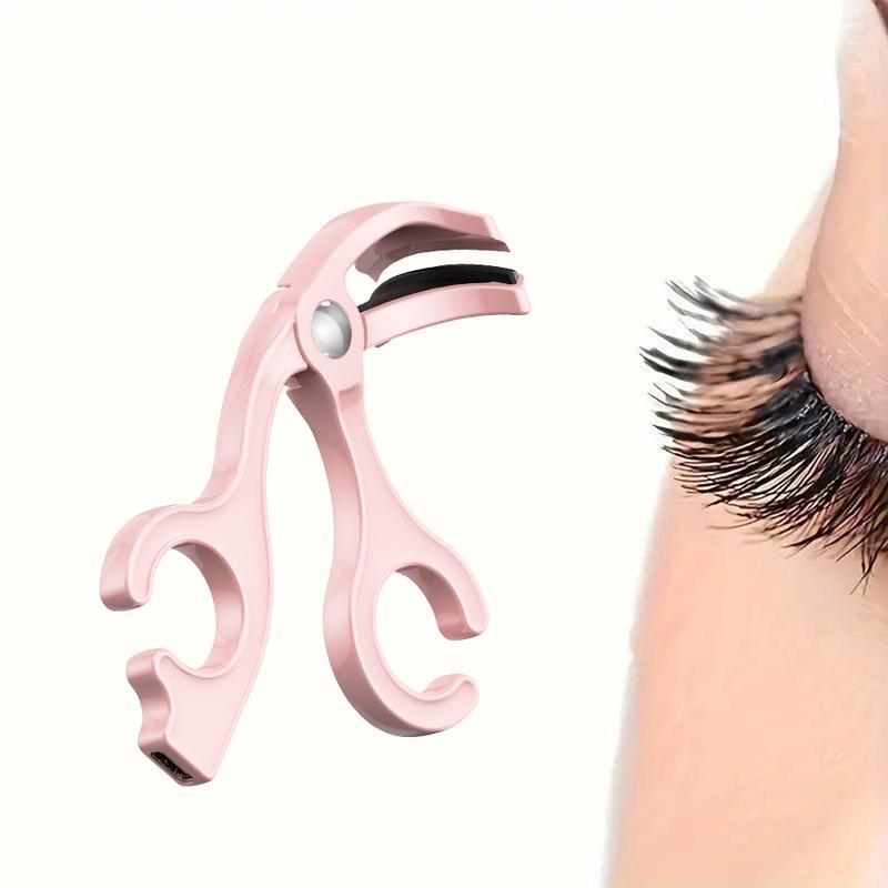 [BlackFriday] Portable Heated Eyelash Curler USB Rechargeable with Sensing Heating Silicone Pad, USB fast charging Pink and White BOMKADI